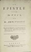 POPE, ALEXANDER. An Epistle from Mr. Pope, to Dr. Arbuthnot.  1734 [i. e., 1735]